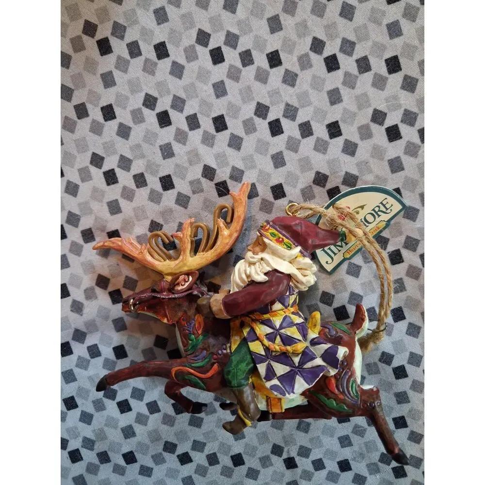 Lot Of 3 Jim Shore Heartwood Creek Ornaments. Santa On Animals